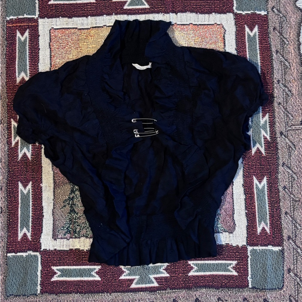 Derek Heart Black Ruffled Blouse